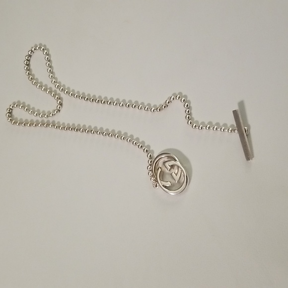 Women's Gucci Brit Toggle Interlocking GG Necklace 15" 925 Sterling Silver - Picture 5 of 9